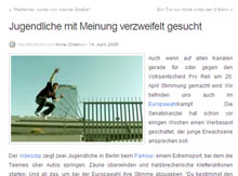 Screenshot eines Presseberichts